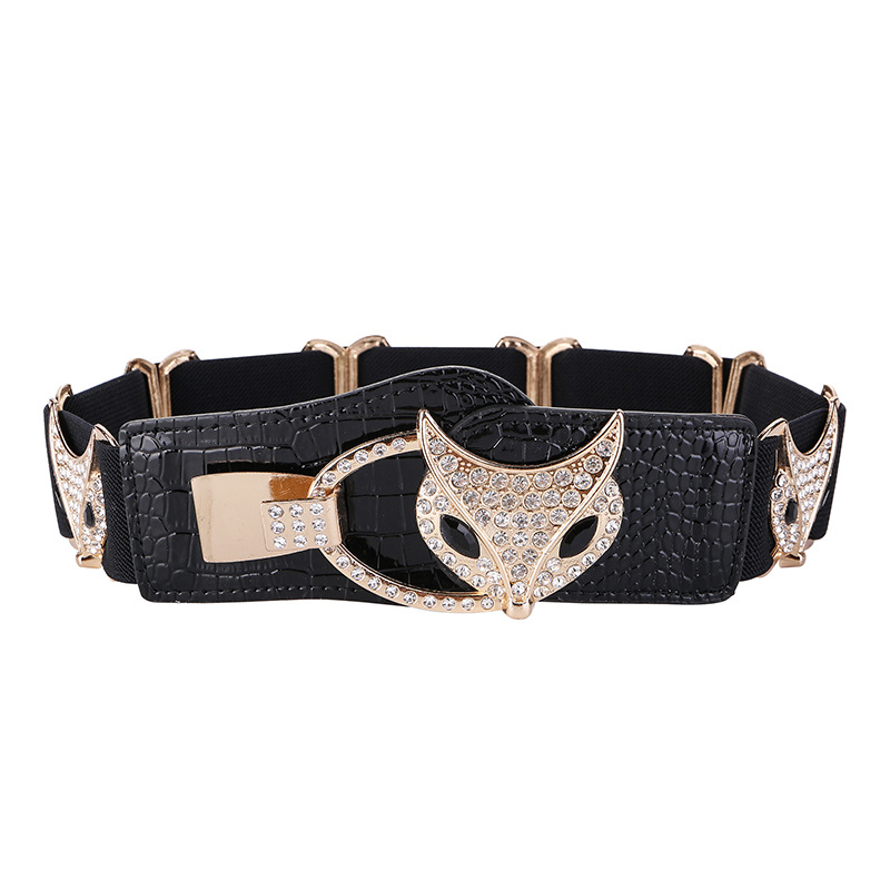 Cinturón de diamantes de imitación cinturón súper ancho estilo coreano de las mujeres cintura elástica sello de cristal decoración versátil moda vestido personalizado para las mujeres