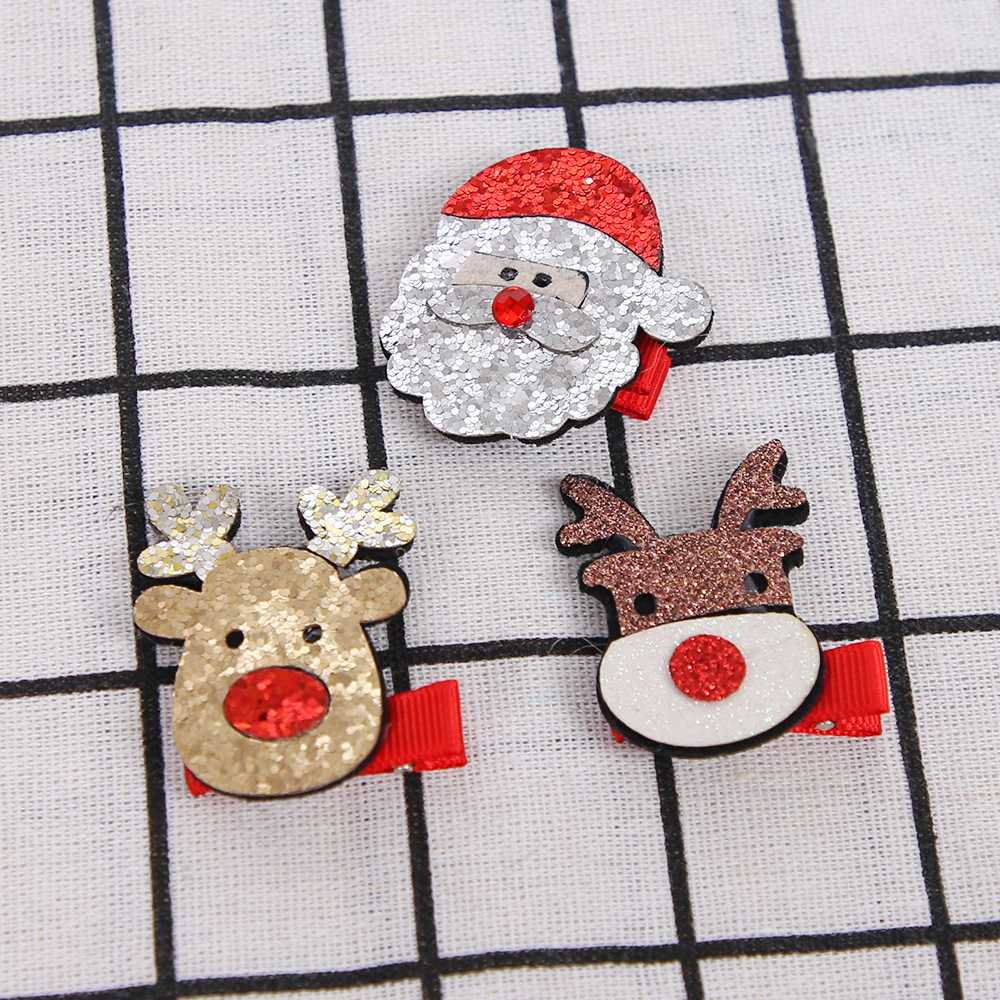 Nuevos accesorios para el cabello de Navidad 2025 para niños con lentejuelas brillantes, accesorios para el cabello con dibujos animados de Papá Noel y alces