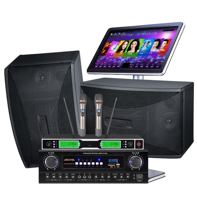 Inicio KTV audio traje conjunto completo casa karaoke máquina pantalla táctil todo en uno amplificador audio karaoke máquina