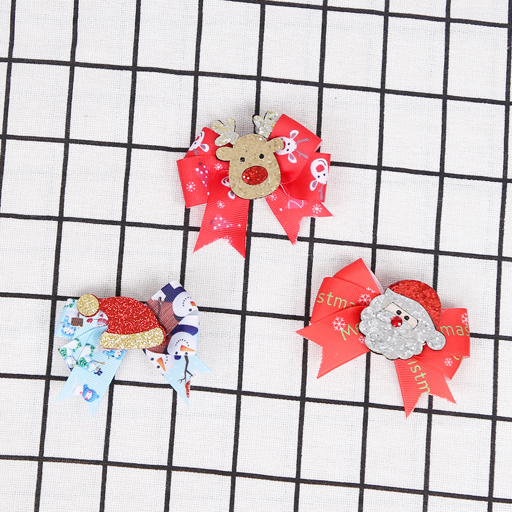 Decoraciones navideñas, pasadores de pelo con purpurina navideña, pasadores de pelo con dibujos animados de muñeco de nieve, alce, árbol de Navidad, lazos para el pelo, accesorios para el cabello