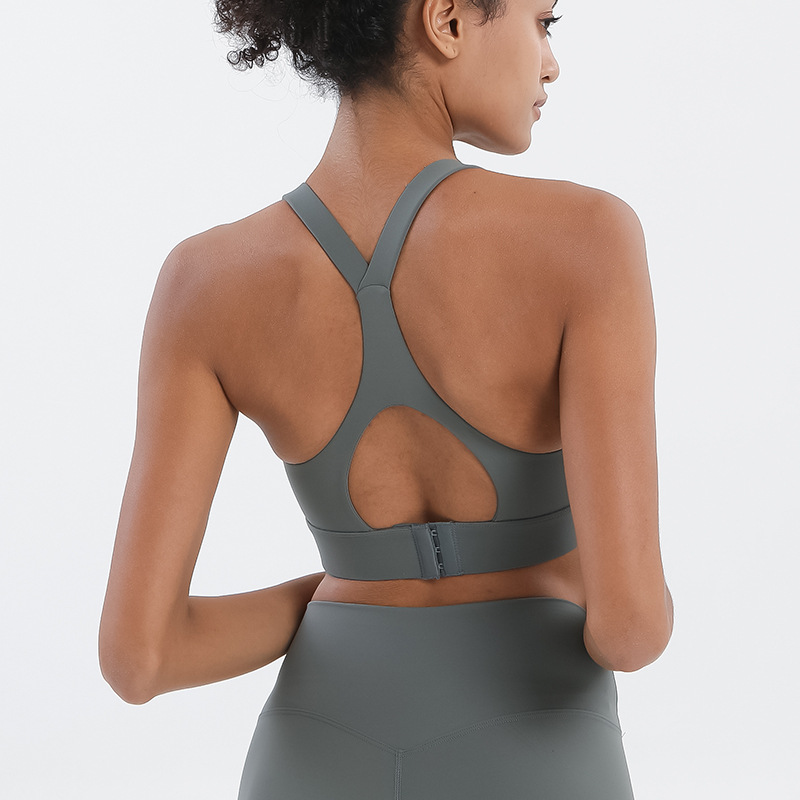 Procesamiento personalizado de doble cara abrasión cruzada espalda buckle antichoque yoga bra deportivo chaleco deportivo ropa interior