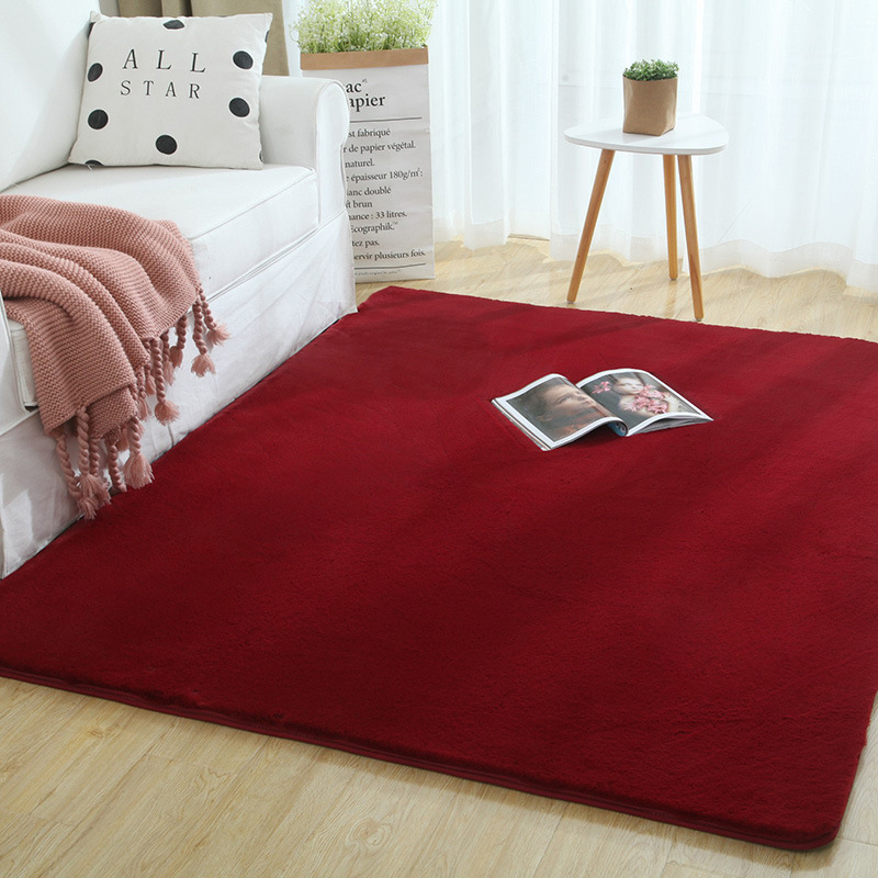 Alfombra de imitación de piel de conejo, alfombra para mesa de centro de la sala de estar, alfombra sencilla y moderna para dormitorio, alfombra gruesa lavable para estudio.