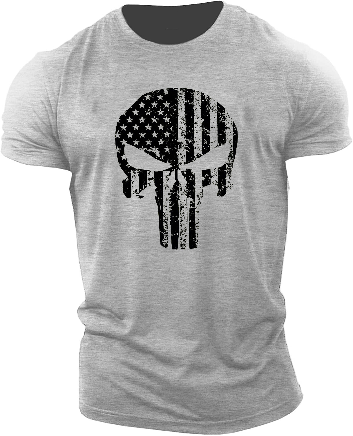 Cross-border Amazon Wish cross-border eBay Men's skull fitness Camiseta de manga corta algodón GYM