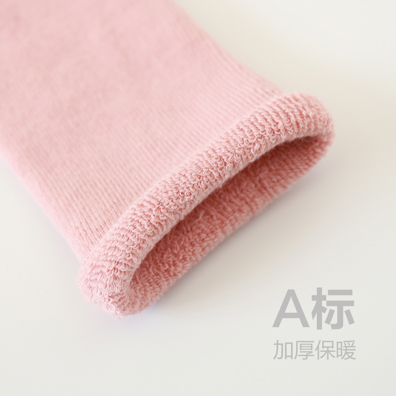 20 años calcetines para niños otoño e invierno nuevo cálido engrosamiento forrado de lana bebé Terry calcetines tubo largo sin tacón boca suelta calcetines para bebés