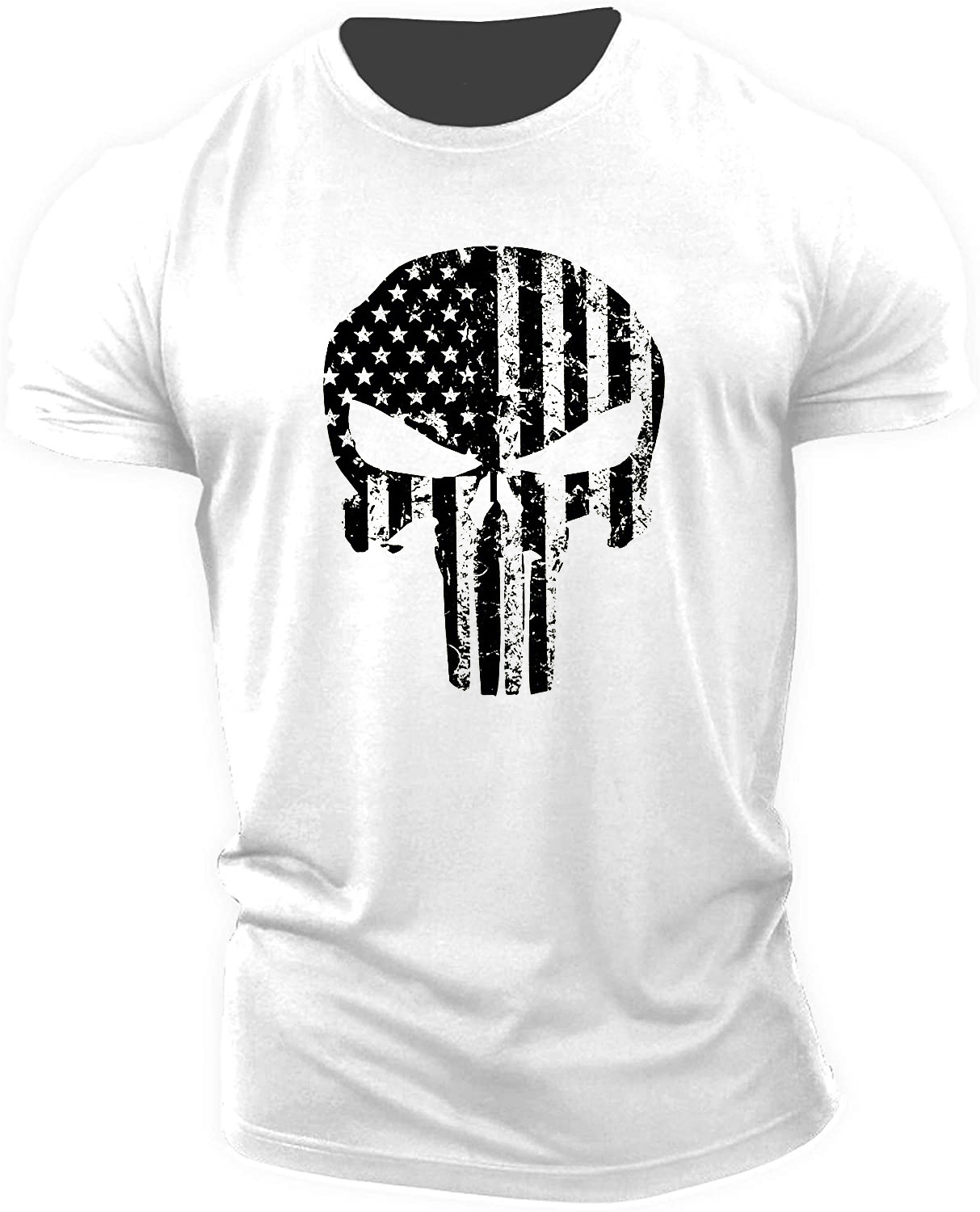 Cross-border Amazon Wish cross-border eBay Men's skull fitness Camiseta de manga corta algodón GYM