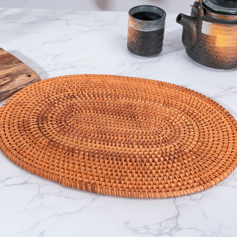 Vietnam ratán taza estera tazón de plato estera de aislamiento traje tetera estera plato estera de mesa juego de té estera de paja