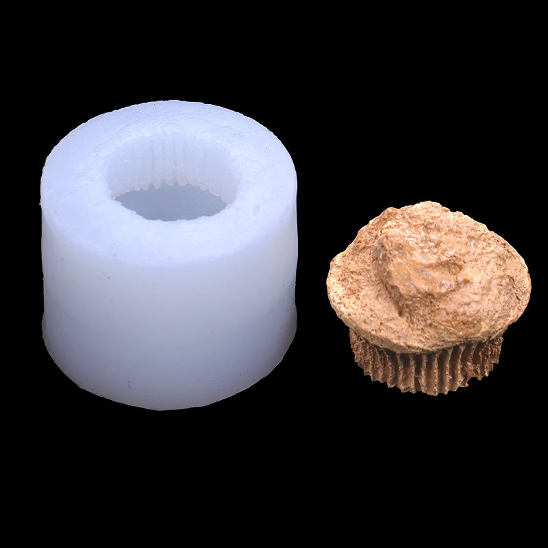 Tridimensional muffin taza queso forma aromaterapia yeso silicona molde Fondant chocolate simulación vela aromaterapia molde