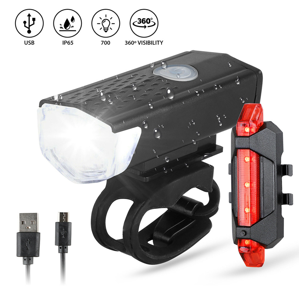 Bicycle headlight mountain bike taillight bicycle headlight taillight suit headlight night riding USB charging headlight