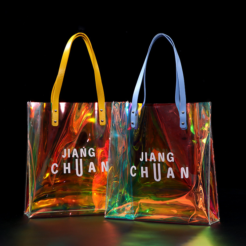 批发幻彩镭射PVC手提包装袋  TPU便携式手提礼品袋批发印刷