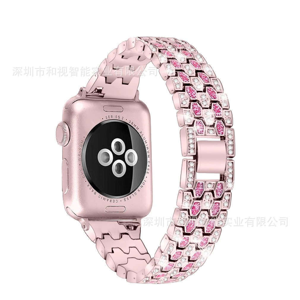 Подходят для Apple Watch умных часов с пятью бусинами и трёхрядной точечной технологической инкрустации драгоценного камня