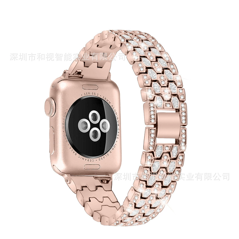 Подходят для Apple Watch умных часов с пятью бусинами и трёхрядной точечной технологической инкрустации драгоценного камня