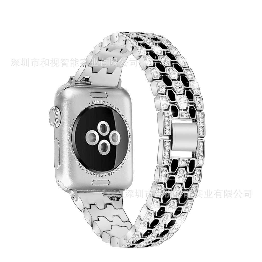 Подходят для Apple Watch умных часов с пятью бусинами и трёхрядной точечной технологической инкрустации драгоценного камня