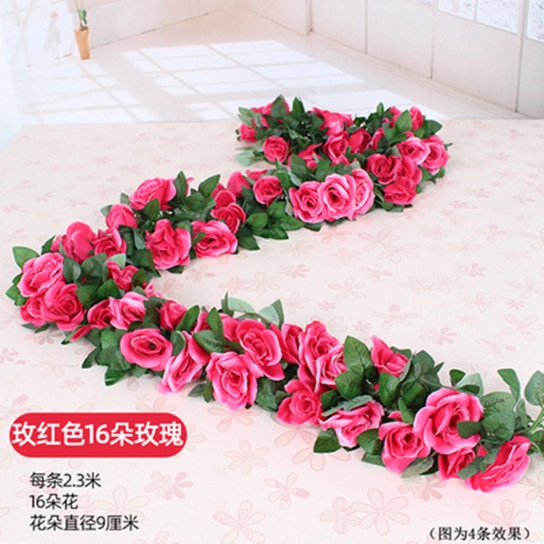 Enredadera de rosas artificiales con 45 cabezas - Decoraciones florales artificiales para bodas, enredaderas de flores de seda y vegetación sintética