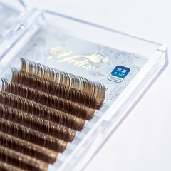 混裝棕色扁毛睫毛假睫毛自然柔軟濃密焦糖色單根密排嫁接睫毛批發