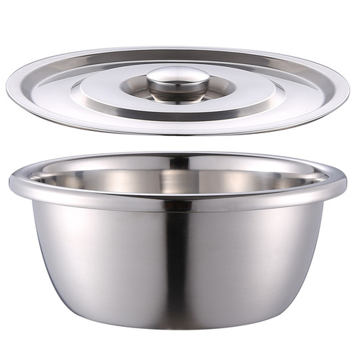 Thickened stainless steel basin, non-magnetic seasoning jar, kitchen sink and basin, egg beater basin, large household basin with lid
