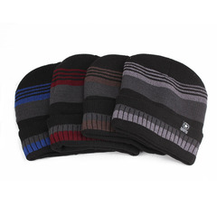 Autumn/Winter Men's Knit Beanie Solid Color Embroidered Thick Warm Cotton Cap Ski Hat Winter Hat