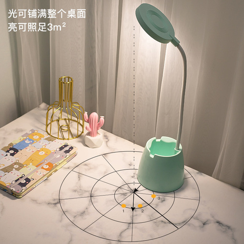 Cross-border sourcing stall wholesale LED eye-care desk lamp for dormitory students, three-color adjustable USB charging creative bedside lamp
