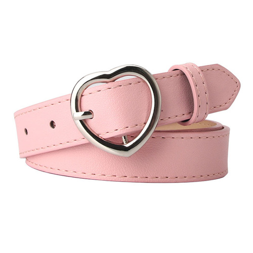 Women's belt, simple and versatile, jeans decorative belt, girls' clothing matching belt, heart-shaped alloy pin buckle, dropshipping