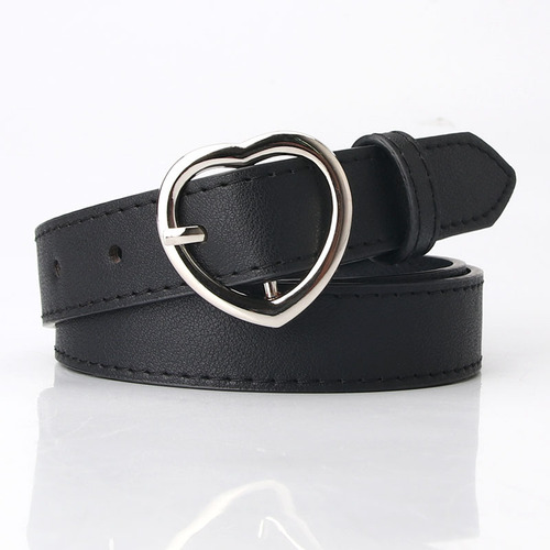 Women's belt, simple and versatile, jeans decorative belt, girls' clothing matching belt, heart-shaped alloy pin buckle, dropshipping