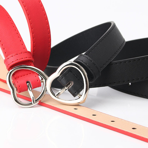 Women's belt, simple and versatile, jeans decorative belt, girls' clothing matching belt, heart-shaped alloy pin buckle, dropshipping