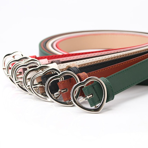 Women's belt, simple and versatile, jeans decorative belt, girls' clothing matching belt, heart-shaped alloy pin buckle, dropshipping