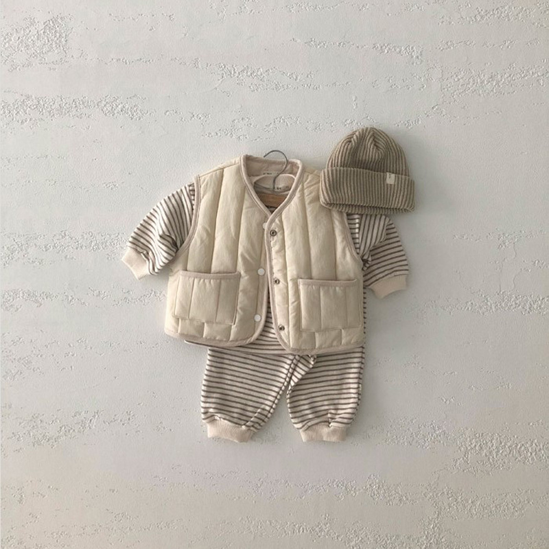 Estilo coreano ropa para niños retro chaleco a juego para niños y niñas práctico chaleco a prueba de viento otoño e invierno nuevo