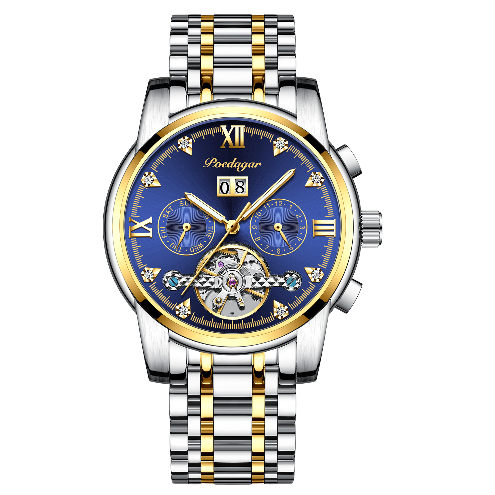 Nuevo Tourbillon reloj mecánico suizo para hombre calendario automático impermeable multifunción hueco luminoso dominante reloj