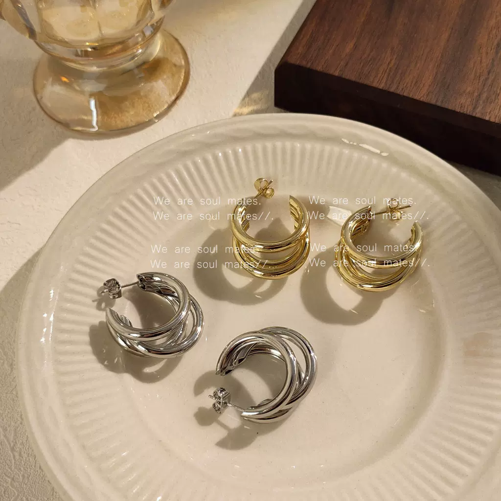 亮眸925银针潮人街拍王炸新款欧美气质耳圈 耳环女镀真金品质百搭