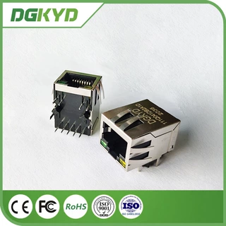 RJ45网络网口连接器 千兆集成变压器  带灯带屏蔽带弹片 厂家直供