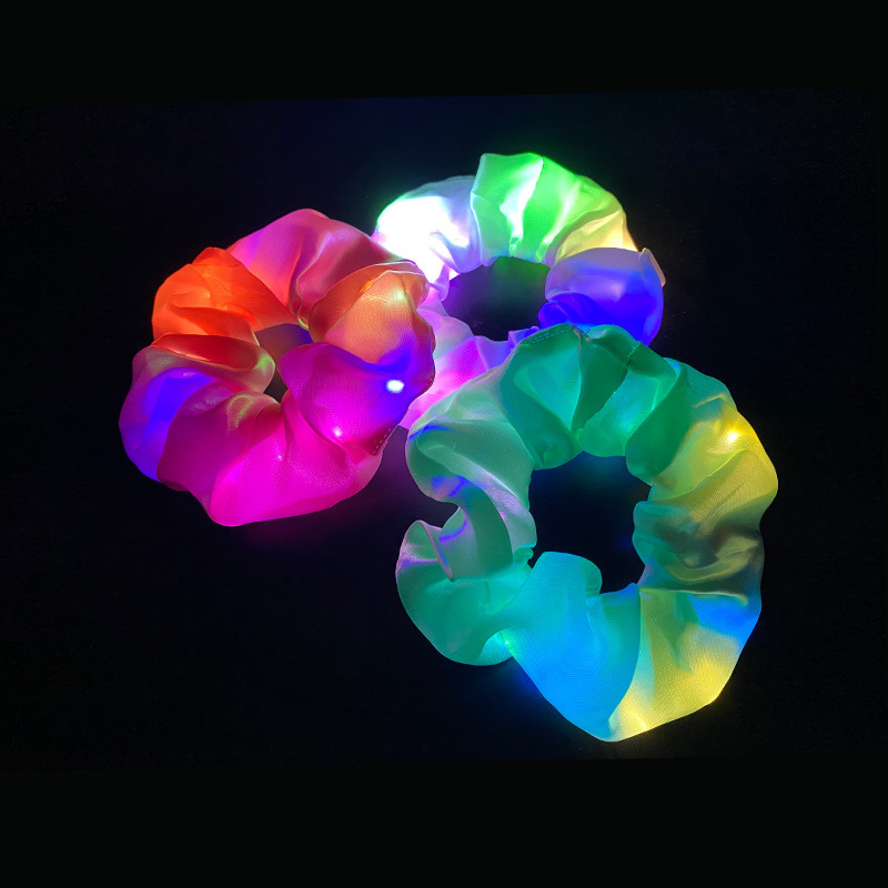 Led Luminous Large Intestine Hair Ring DIY Night Light Flower Shiny Support Fat Intestine Head Rope Nightclub Rubber Band Cross-Border Hair Accessories