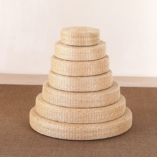 Thickened cushion for meditation mat, handmade grass weaving, straight edge, for sitting on the tatami mat, for sitting and praying, yoga mat, reed grass