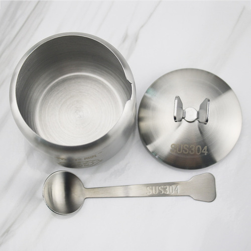 304 thickened stainless steel seasoning jar round chili oil sugar salt spice kitchen seasoning jar kitchen supplies