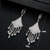 Zirconium, earrings with tassels, pendant, European style, micro incrustation