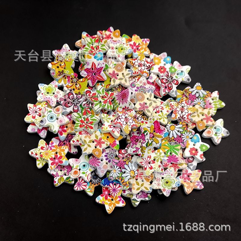 1,75 fondo blanco pintado impreso estrella de cinco puntas spot botón estrella de cinco puntas colorido mezclado 100 piezas por paquete