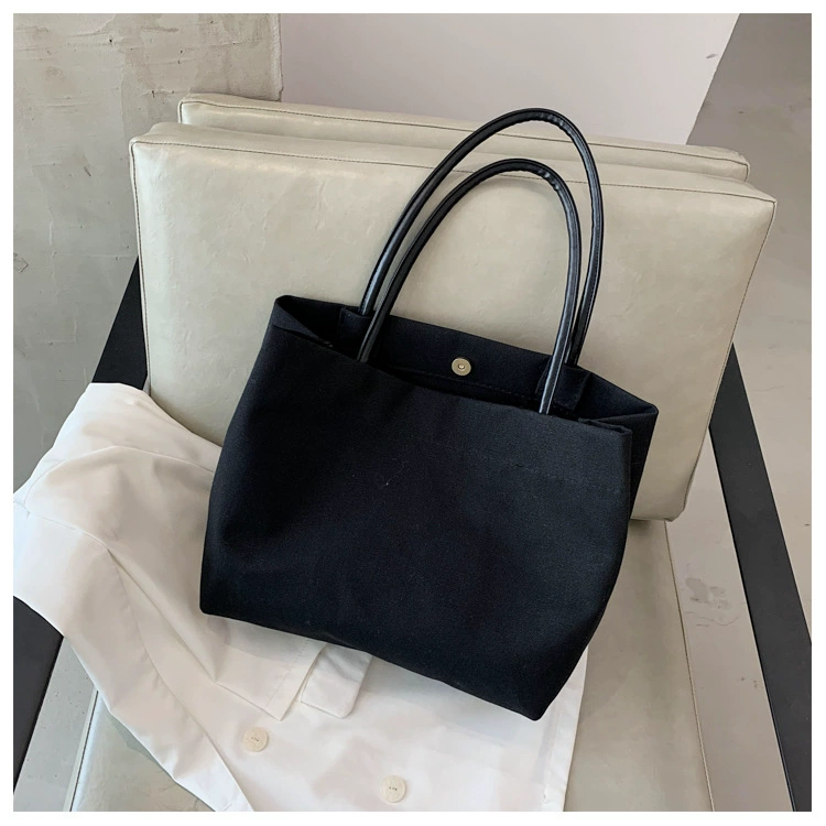 Canvas Tote Bag Korean Style, Large-Capacity One-Shoulder, Simple Student Shopper