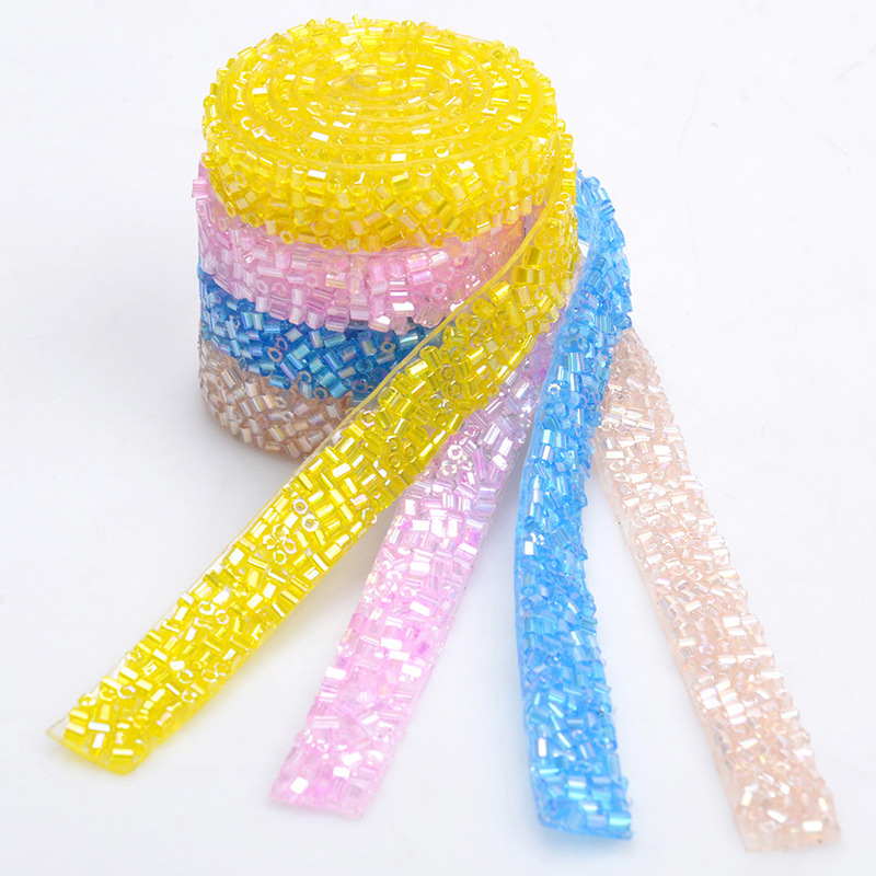 糖果色管珠烫条 颜色多样管珠烫胶长条个性diy服饰箱包鞋帽装饰品
