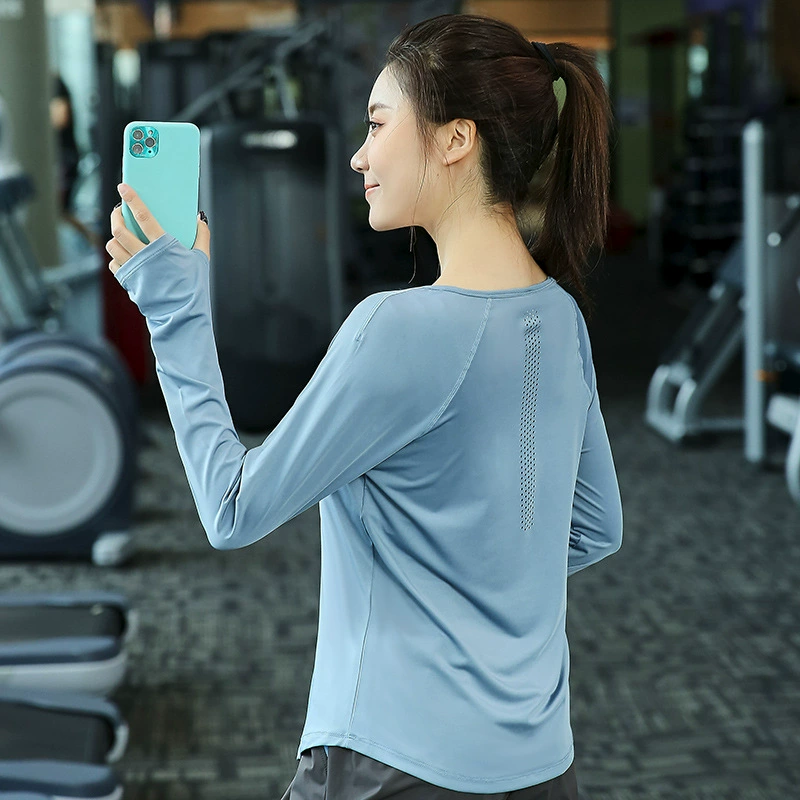 Осенне-зимняя футболка больших размеров с длинным рукавом для йоги, женская одежда для полных девочек, одежда для фитнеса, быстросохнущая одежда, свободный спортивный беговой Топ 200 Jin