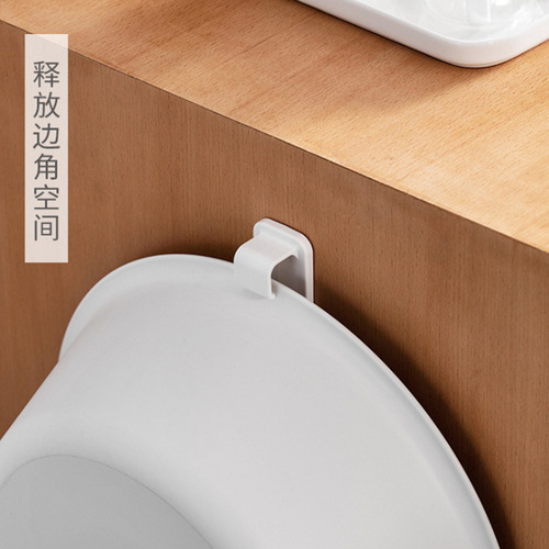 Wall-mounted washbasin hook without punching bathroom kitchen household washbasin storage shelf washbasin hanger