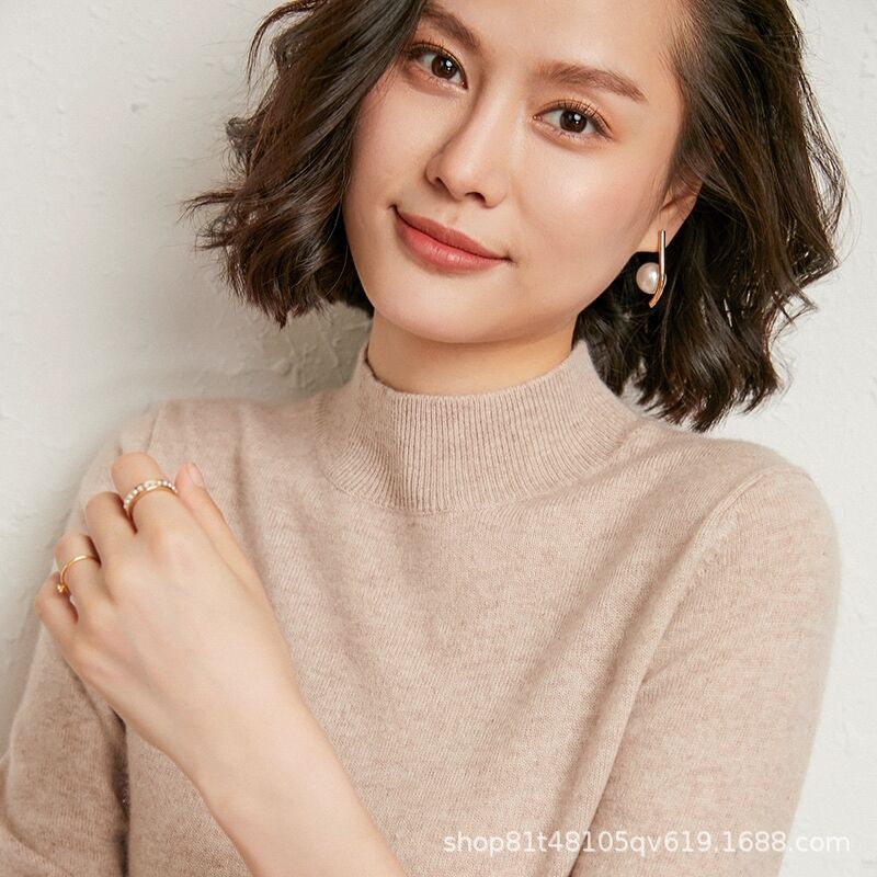 Cross-Border Wholesale Women's Half-Turtleneck Sweater 2026 Autumn and Winter New Style Solid Color Long-Sleeve Pullover Base Layer Knitwear Cross-Border Wholesale Women's Half-Turtleneck Sweater 2026 Autumn and Winter New Style Solid Color Long-Sleeve Pullover Base Layer Knitwear