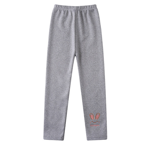 Children's Autumn/Winter Fleece Leggings for Girls, Fleece Lined Leggings for Children, Small and Medium Kids' Pants, Pure Color Cartoon Children's Pants