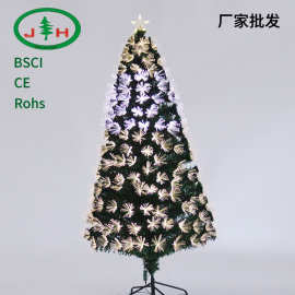 跨境外贸1.8米暖白+白色LED压节梅花形光纤圣诞树 厂家批发