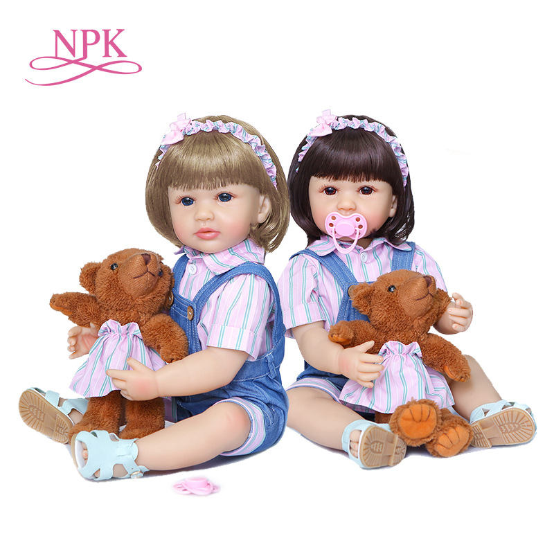 Original 55cm cuerpo completo silicona suave toque renacido Niño