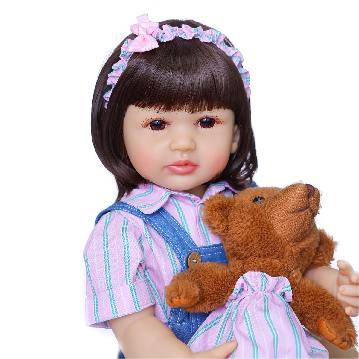 Original 55cm cuerpo completo silicona suave toque renacido Niño