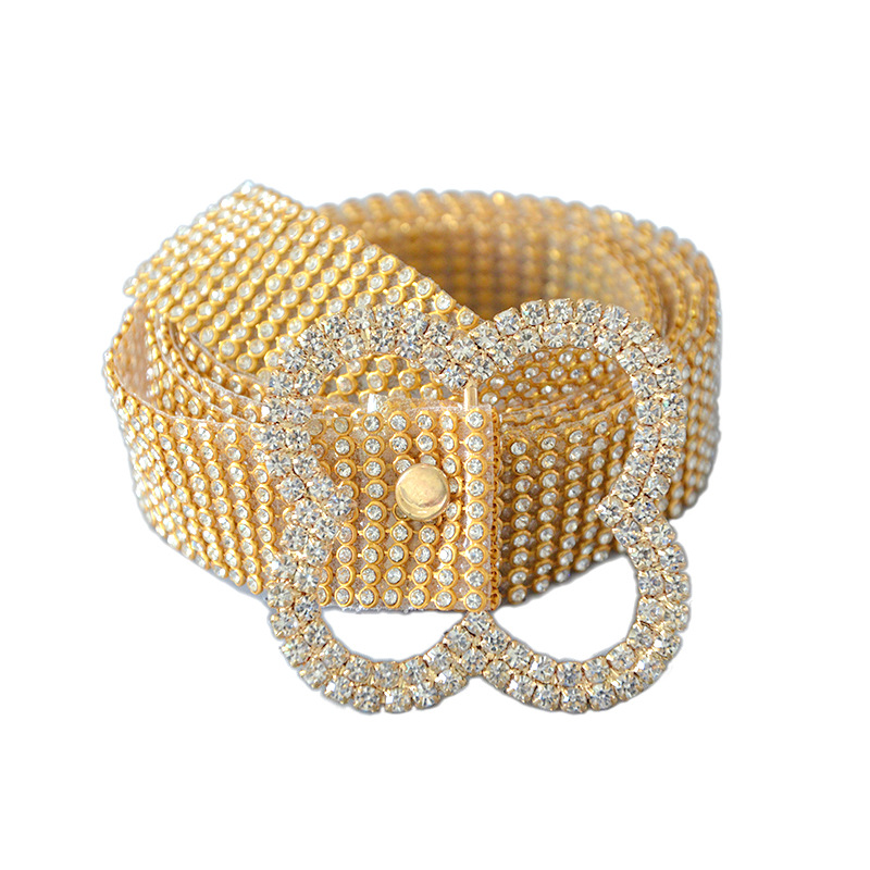 Taobao nuevas mujeres dulce cinturón de diamantes 9 filas rhinestone lleno con incrustaciones cinturón de moda a juego ropa cinturón al por mayor