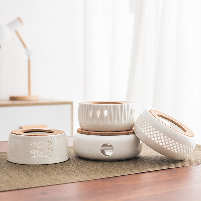 Yunhua estilo japonés hueco de la vela de calefacción calentador de té de base redonda calentador de té Dehua juego de té de cerámica