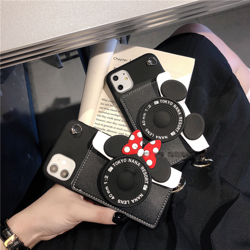 卡通零钱包适用vivo x70手机壳y52s斜挎挂绳s7/s9/s10/s12插卡y30