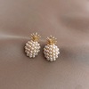 Universal small silver needle, earrings from pearl, silver 925 sample, simple and elegant design, Japanese and Korean, internet celebrity, wholesale