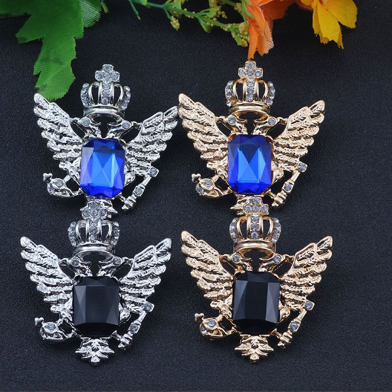 Broche unisexe en forme de couronne et d'ailes d'ange ornée de pierres précieuses - Accessoire de mode polyvalent pour châle ou col._voghion.com