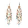 Universal earrings with tassels, European style, boho style, with gem