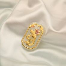 厂家直销 龙年金镶玉龙凤吊坠 民族风白玉龙凤牌挂件直播礼品批发